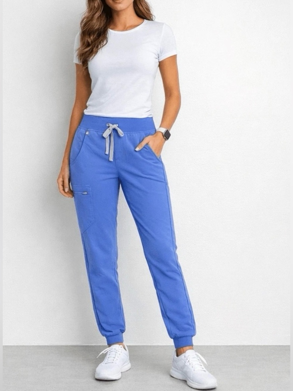 Figs Pants Woman XS Blue Zamora Cargo Joggers Scrubs Technical Collection